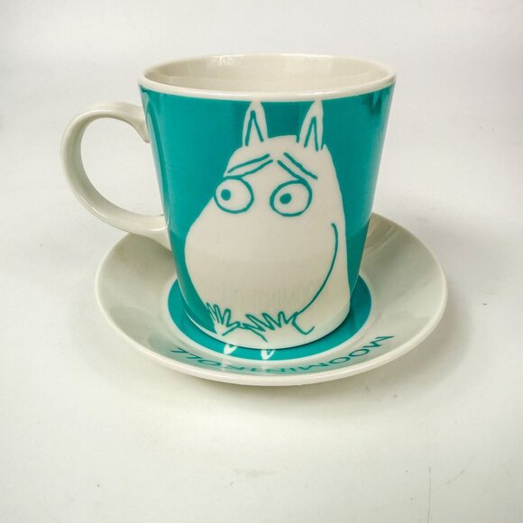 Yamaka Japan Moomintroll Teacup Saucer set Porcelain Blue Story of Moominvalley - Picture 3 of 8
